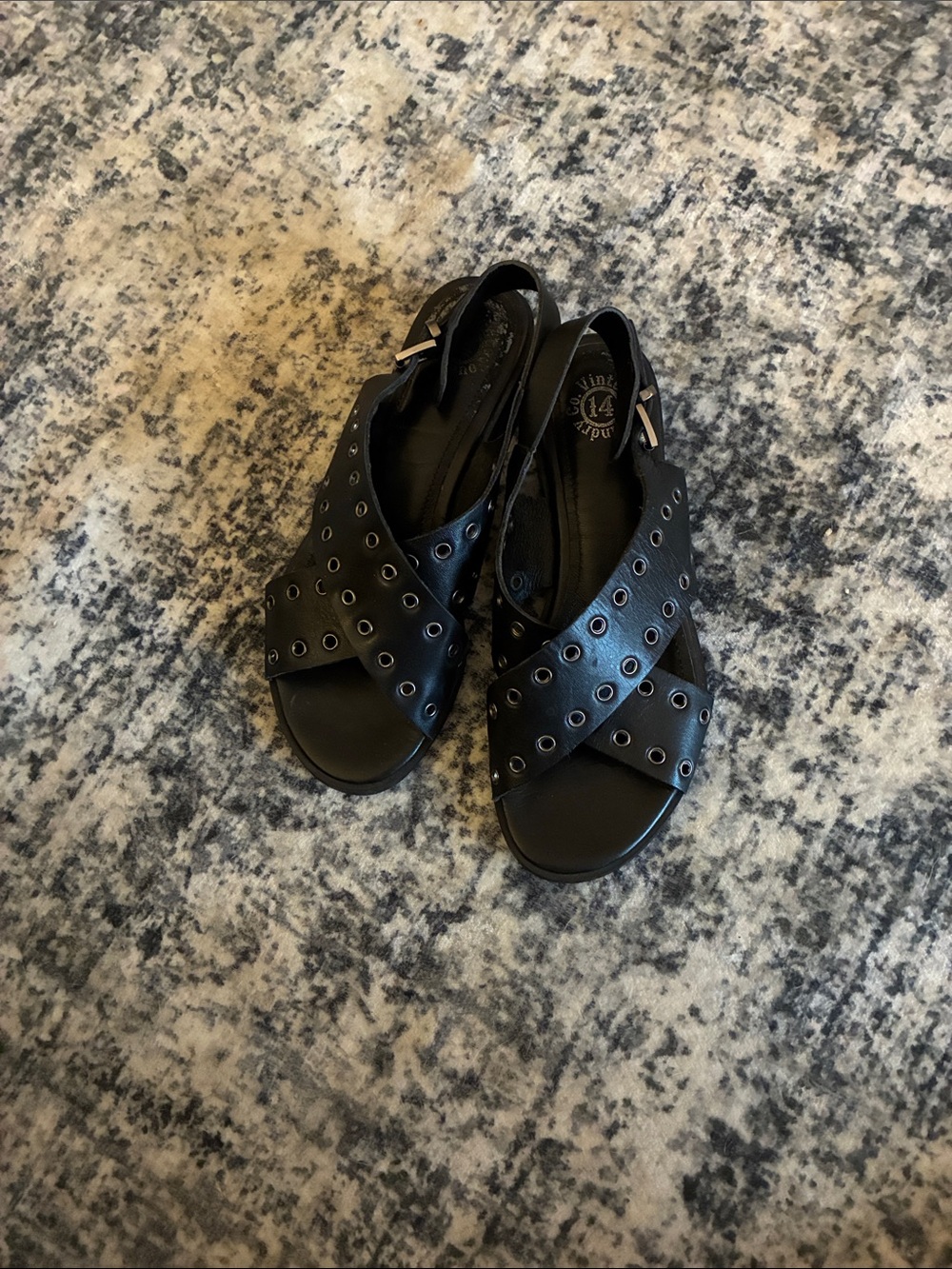 Studded Crisscross Black Sandal